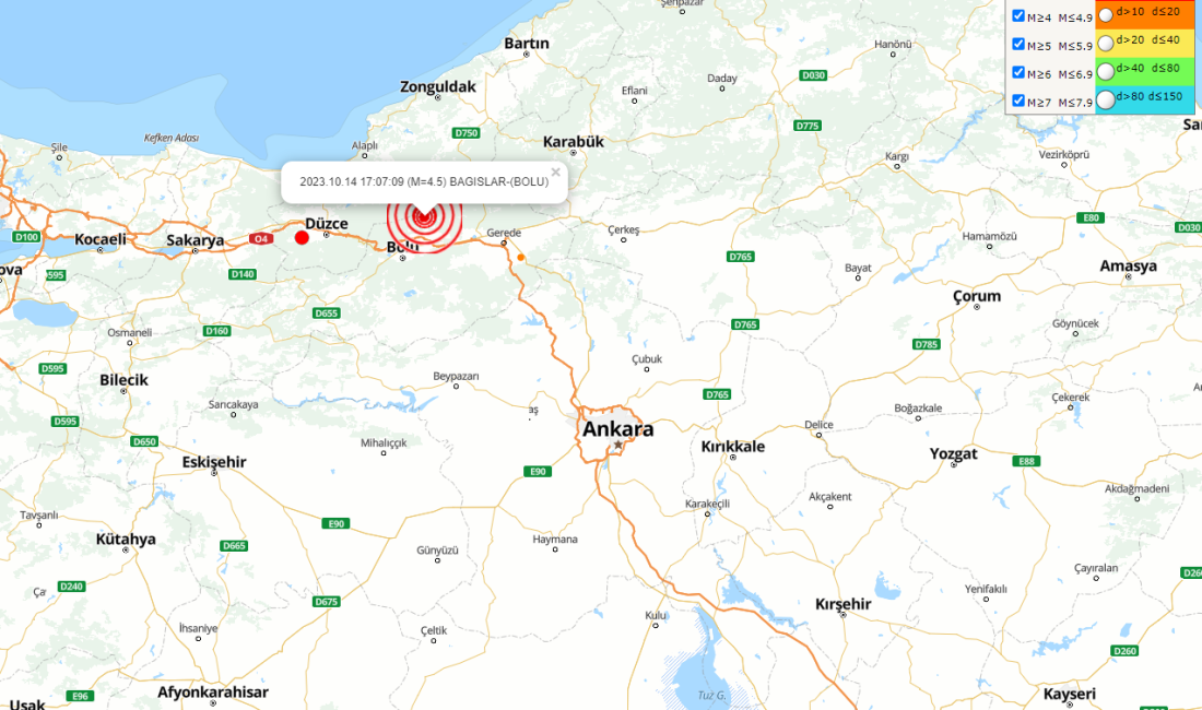 Bolu’nun Bağışlar bölgesinde 4.5