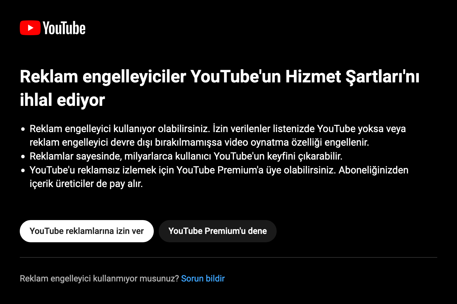 Reklam engelleyiciler YouTube’un Hizmet Şartları’nı ihlal ediyor