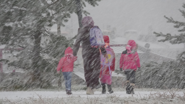 Erzurum’da kar yağışı ve