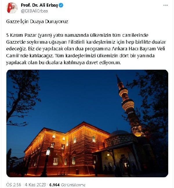 ANKARA, (DHA)- DİYANET İşleri Başkanı Ali