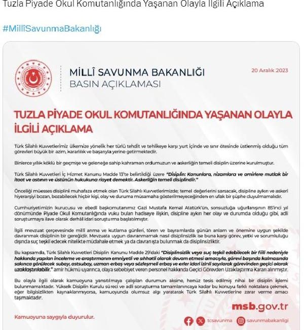 ANKARA, (DHA)- MİLLİ Savunma Bakanlığı’nca,