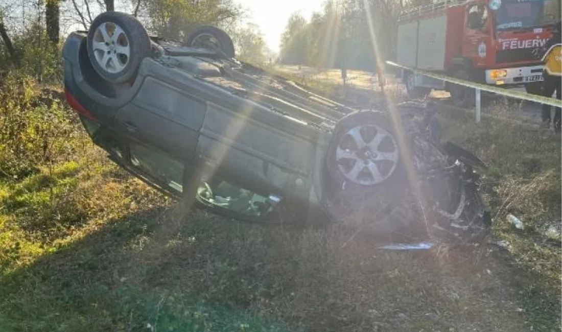 Zonguldak’ta takla atan aracın