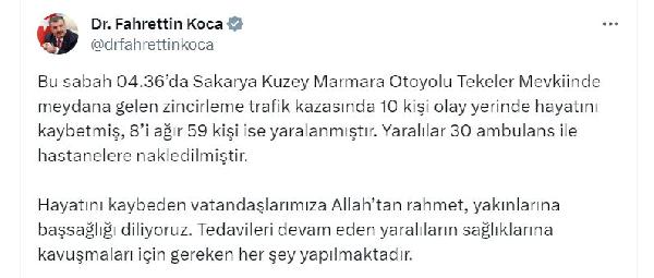 BAKAN KOCA: YARALILARDAN 8’İNİN