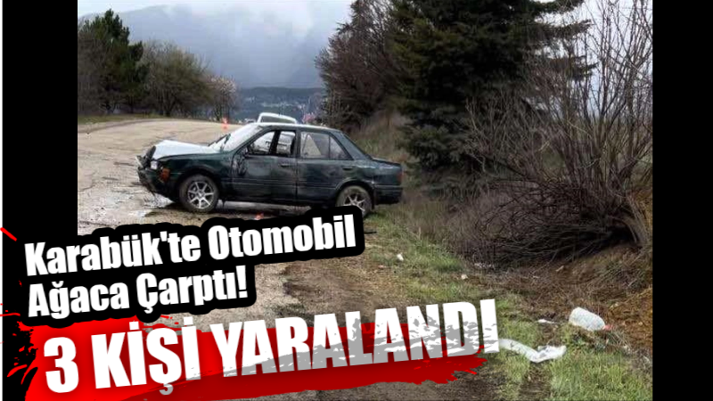 Karabük’te otomobil ağaca çarptı.