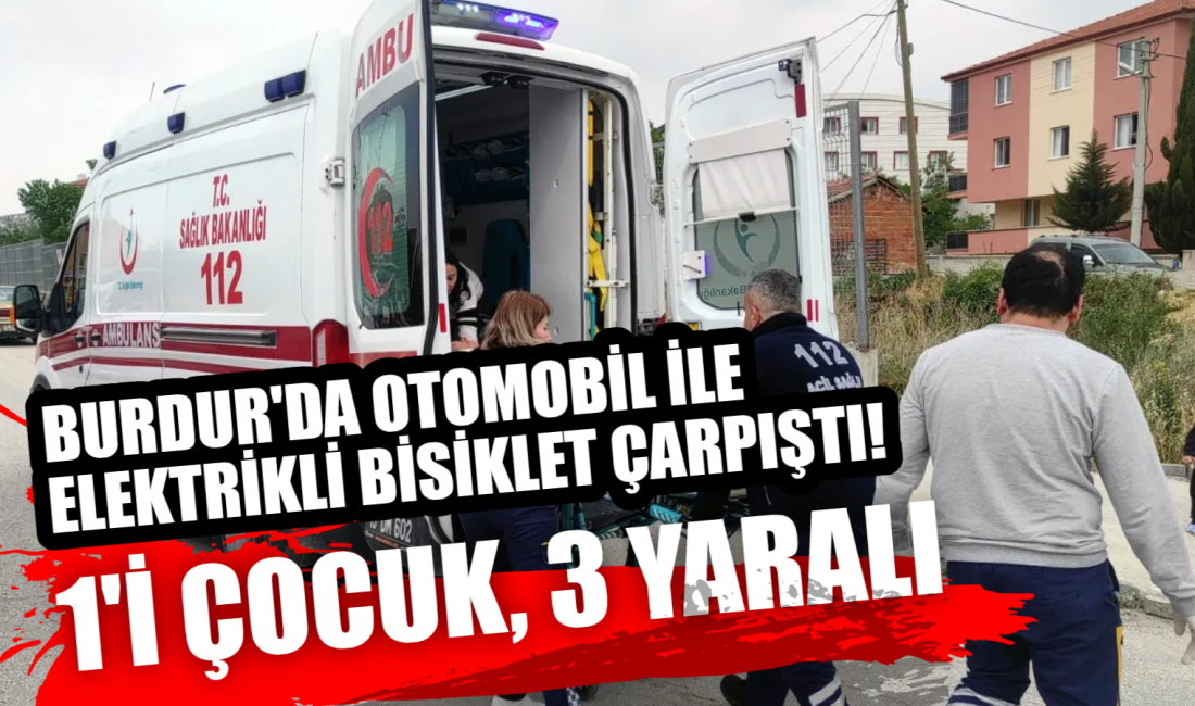 Burdur'da otomobil elektrikli bisikletle